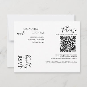 Simple Black & White Elegant Minimalist Wedding RSVP Card