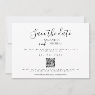 Simple Black & White Elegant Minimalist Wedding Save The Date