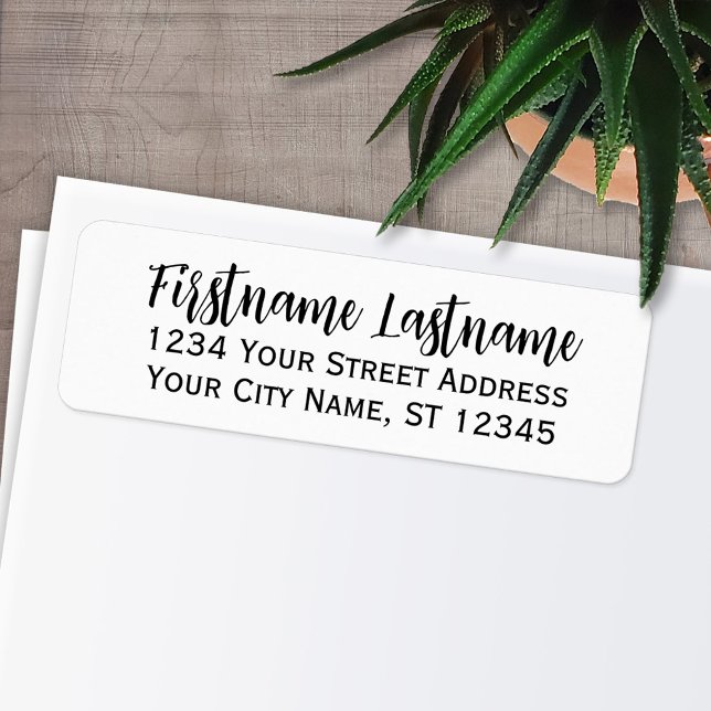 Simple Black White Elegant Script - Return Address (Personalized Return Address Labels - Fun, modern fonts)