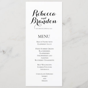 Simple Black White Elegant Script Wedding Menu