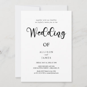 Simple Black & White Elegant & Timeless  Invitation