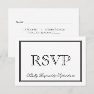 Simple Black & White Elegant Wedding RSVP Card