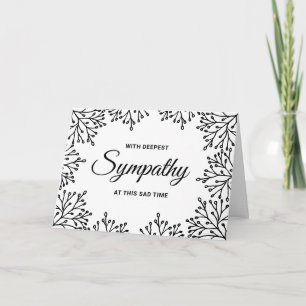 Simple Black & White Floral Sympathy Card