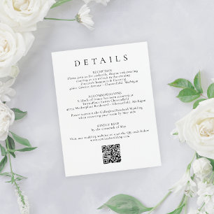 Simple Black & White Floral Wedding RSVP & Details Enclosure Card