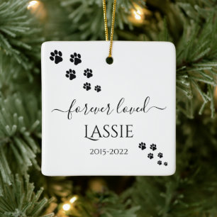 Simple Black white Forever Loved Pet Memorial Ceramic Ornament