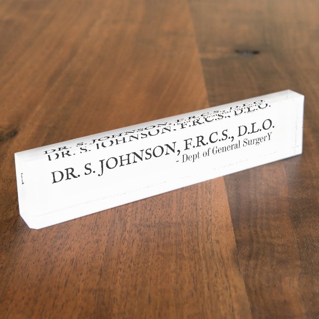 Simple Black & White General Surgen Doctor Address Nameplate (Side)