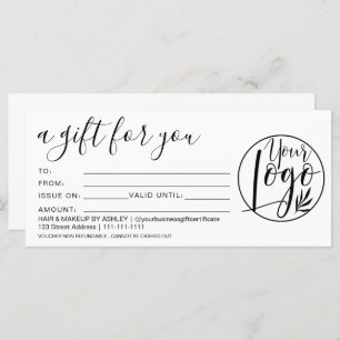 Simple black white gift certificate logo
