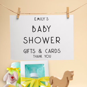Simple Black White Gifts Cards Baby Shower Poster