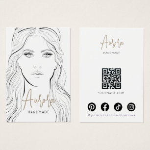 Simple Black White Girl Drawing Jewelry Display