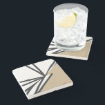 Simple Black White Gold Abstract Stone Stone Coaster<br><div class="desc">Protect your surfaces in style with this Simple Black White Gold Abstract Stone Coaster. The contemporary and abstract design features a white and gold background with a black abstract design in the centre. The coaster is made of a durable stone material and has a cork backing to prevent slipping and...</div>