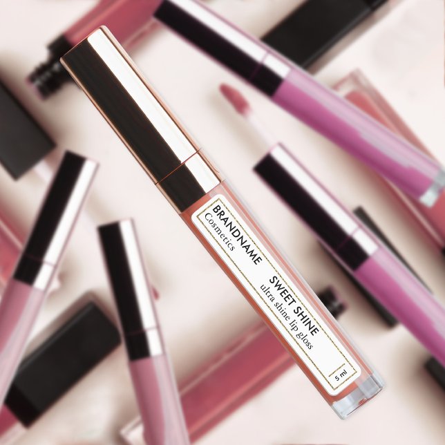 Simple Black & White Gold Glitter Lip Gloss Brand (Creator Uploaded)