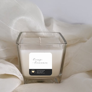 Simple black white gold heart candle square sticke square sticker