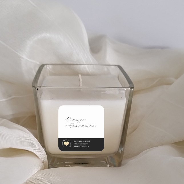 Simple black white gold heart candle square sticke square sticker (Creator Uploaded)