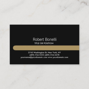 Simple Black White Gold Stripe Business Card