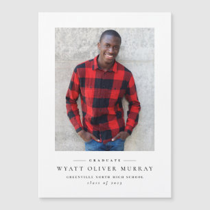 Simple black white graduation announcement magnet