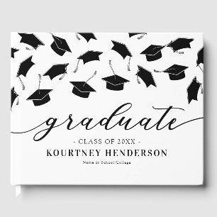 Simple Black White Graduation Guest Book