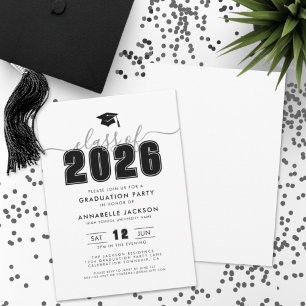 Simple Black White Graduation Party Invitation