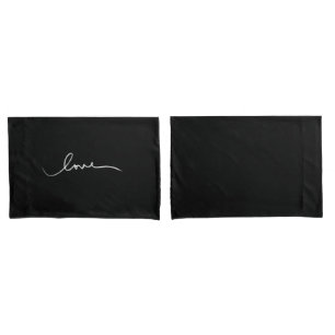 simple black white handwritten love pillowcase