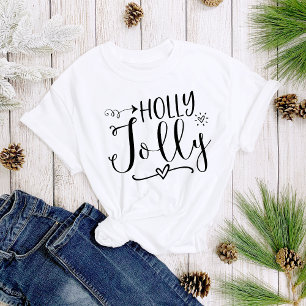 Simple Black White Holly Jolly Christmas Women's T-Shirt
