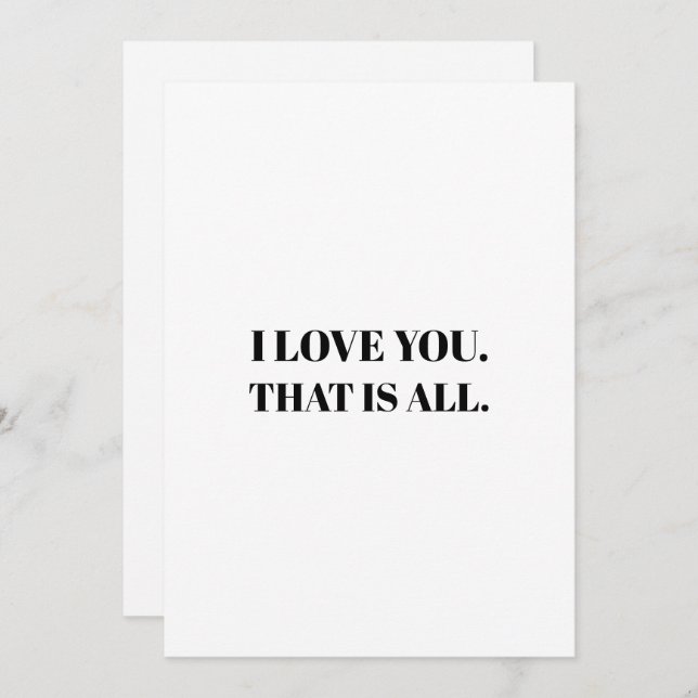 Simple Black White I Love You Valentine's Day Holiday Card (Front/Back)