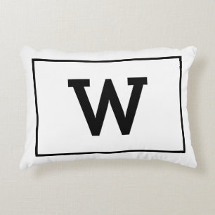 Simple Black White Initial Monogram Decorative Cushion