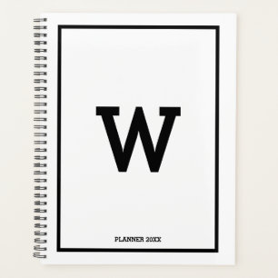 Simple Black White Initial Monogram Monthly Planner