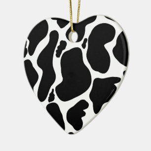 Simple Black & white Large cow spots Animal print Ceramic Tree Decoration