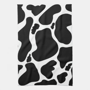 Simple Black & white Large cow spots Animal print Tea Towel