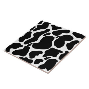 Simple Black & white Large cow spots Animal print Tile