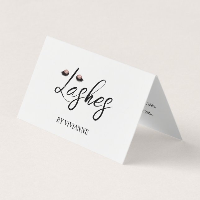 Simple Black White Lash Business Card (Front)