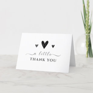 Simple Black & White Little Sweetheart Baby Shower Thank You Card