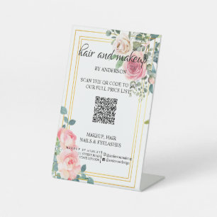 Simple black & white makeup digital QR price  Pede Pedestal Sign