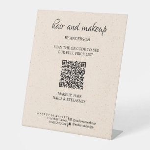 Simple black & white makeup digital QR price  Pede Pedestal Sign