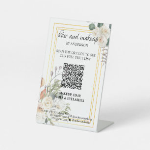 Simple black & white makeup digital QR price  Pede Pedestal Sign