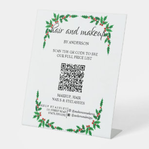 Simple black & white makeup digital QR price  Pede Pedestal Sign