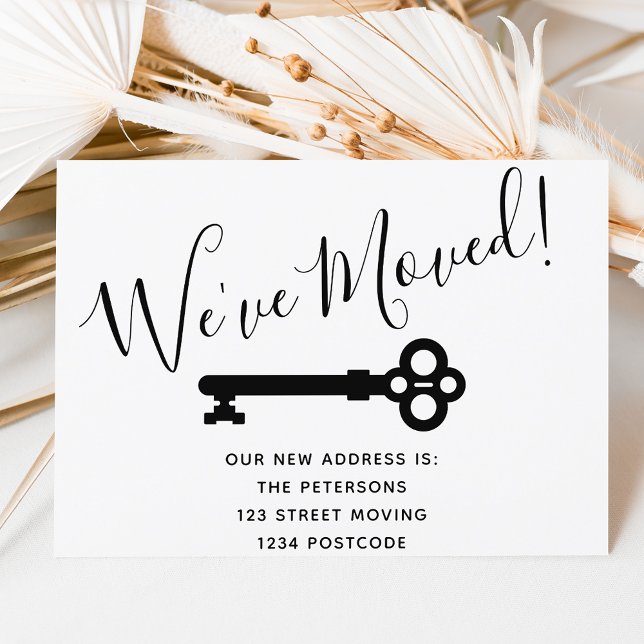 Simple black white minimal key moving announcement postcard (Creator Uploaded)