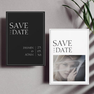 Simple Black White Minimal Photo Wedding Save The Date