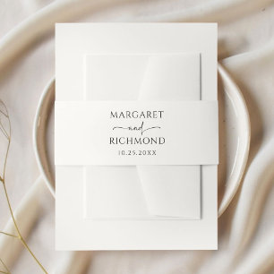 Simple Black & White Minimalist Elegant Wedding Invitation Belly Band