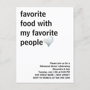 Simple Black & White Minimalist Rehearsal Dinner Postcard