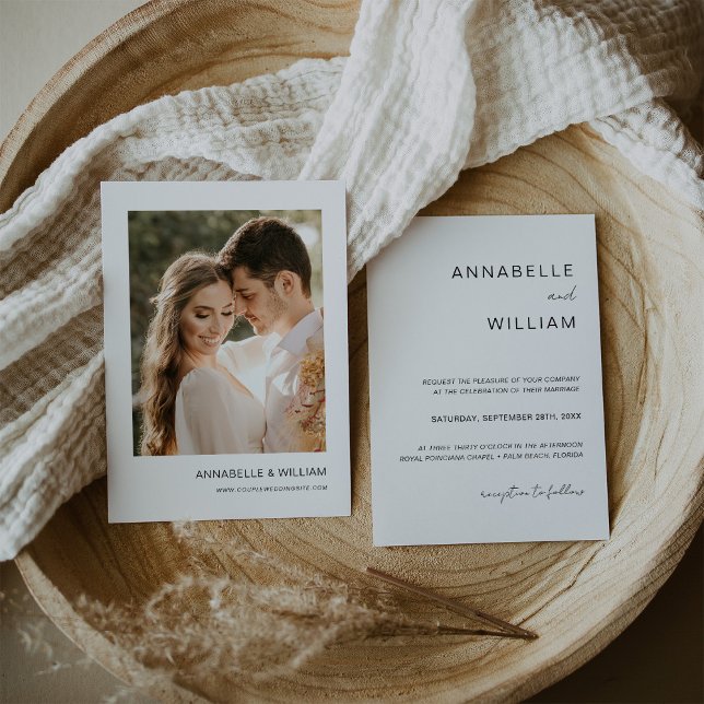 Simple Black & White Minimalist Wedding Photo Invitation (Creator Uploaded)