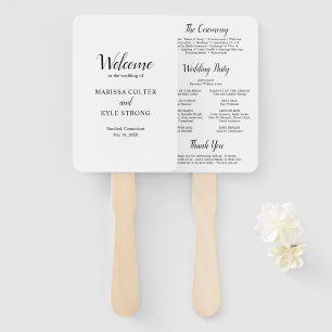 Simple Black White Modern Elegant Wedding Hand Fan