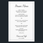Simple Black White Modern Elegant Wedding Menu<br><div class="desc">Modern Wedding Menu in minimalist black and white with the header and your names in an elegant script along with your menu surrounded by a thin border. The backside has your monogram at the bottom. The fonts and border may be changed to any colour you wish by clicking the "customise"...</div>