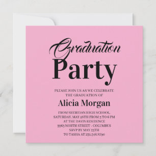 Simple Black White Modern Grad Party Card
