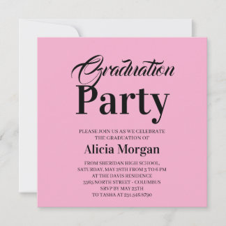 Simple Black White Modern Grad Party Card