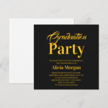 Simple Black White Modern Grad Party Card