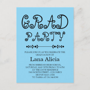 Simple Black White Modern Graduation Party Card