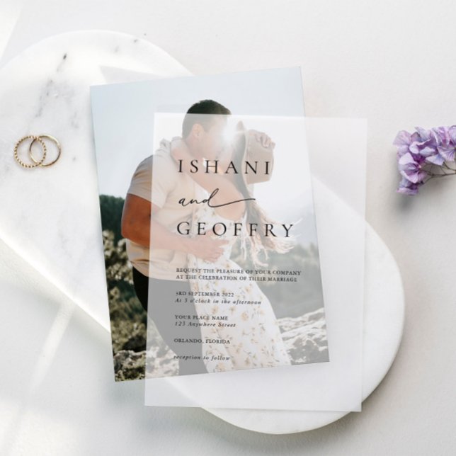 Simple Black & White Modern Minimalist Wedding Vellum Invitations (Simple Black & White Modern Minimalist Wedding Vellum Invitations)