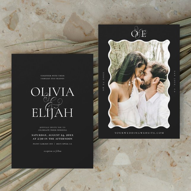 Simple Black & White Modern Photo Wedding Invitation (Creator Uploaded)