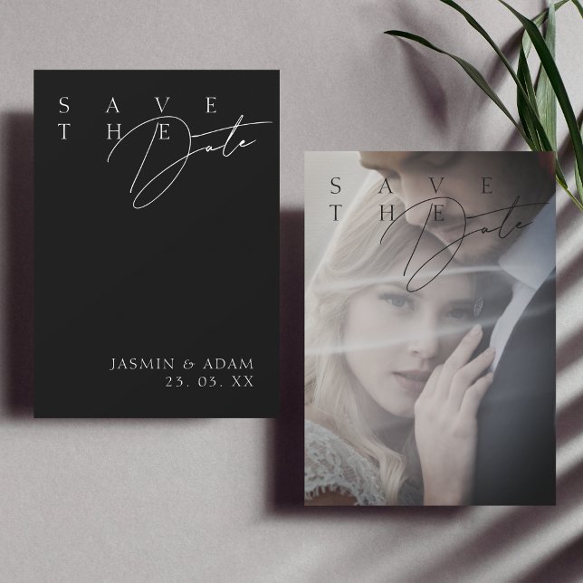 Simple Black White Modern Photo Wedding Save The Date (Creator Uploaded)