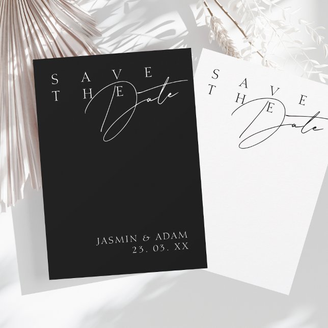 Simple Black White Modern Typography Wedding Save The Date (Creator Uploaded)